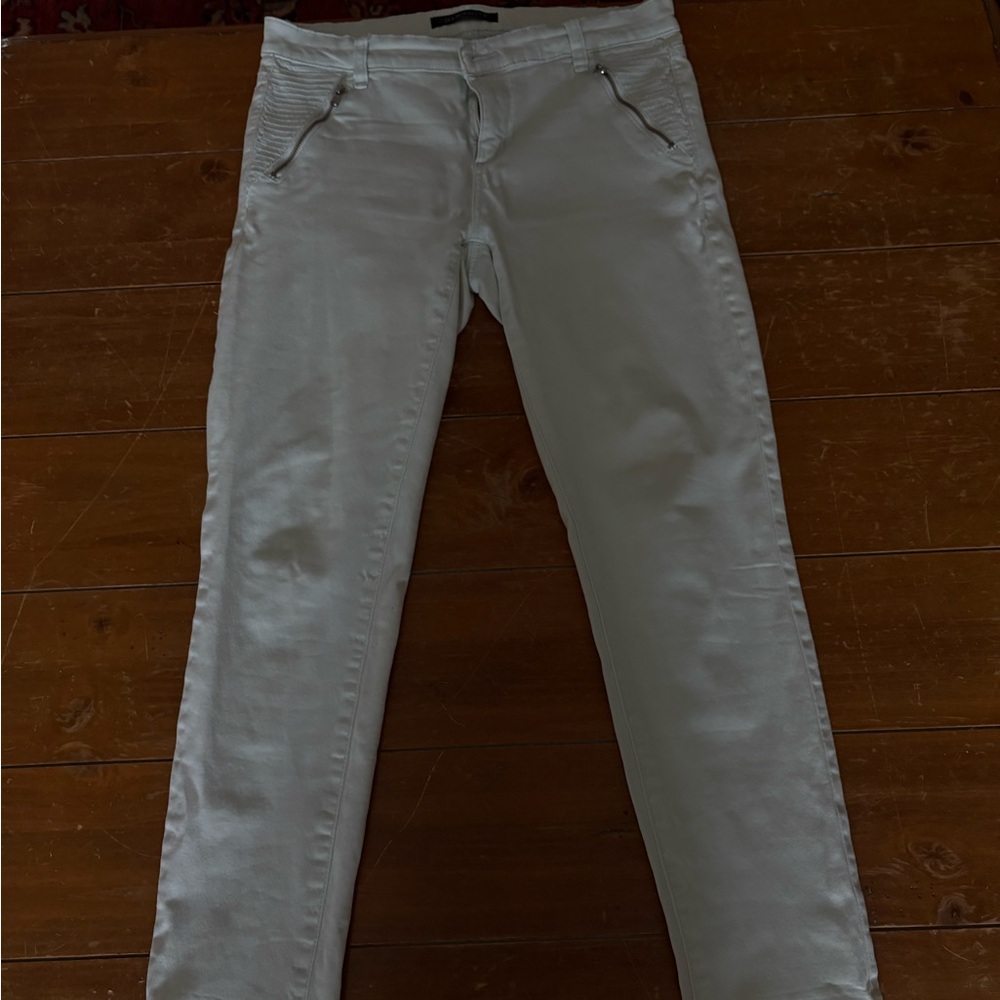 White/grey Skinny Pants with Zip Pocket Detail